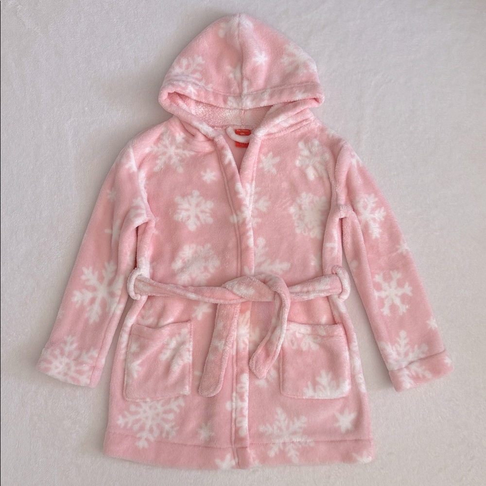 Joe Fresh | Snowflake Hooded Robe Attached Belt Pink/White (S/6)
